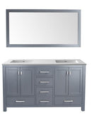 Laviva Wilson 60" Grey Double Sink Bathroom Vanity with Matte White VIVA Stone Solid Surface Countertop