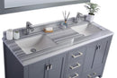 Laviva Wilson 60" Grey Double Sink Bathroom Vanity with White Stripes Marble Countertop