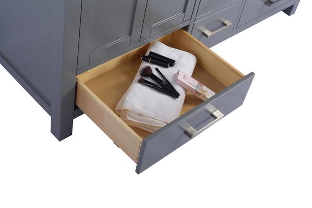 Laviva Wilson 60" Grey Double Sink Bathroom Vanity with White Stripes Marble Countertop - MyBBQDirect