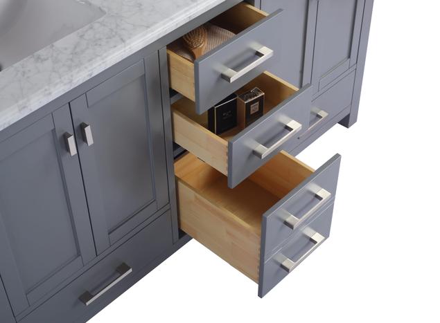Laviva Wilson 60" Grey Double Sink Bathroom Vanity with White Stripes Marble Countertop - MyBBQDirect