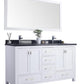 Laviva Wilson 60" White Double Sink Bathroom Vanity with Black Wood Marble Countertop - MyBBQDirect