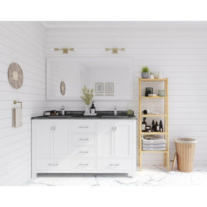 Laviva Wilson 60" White Double Sink Bathroom Vanity with Black Wood Marble Countertop - MyBBQDirect