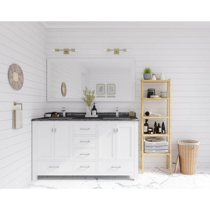 Laviva Wilson 60" White Double Sink Bathroom Vanity with Black Wood Marble Countertop - MyBBQDirect