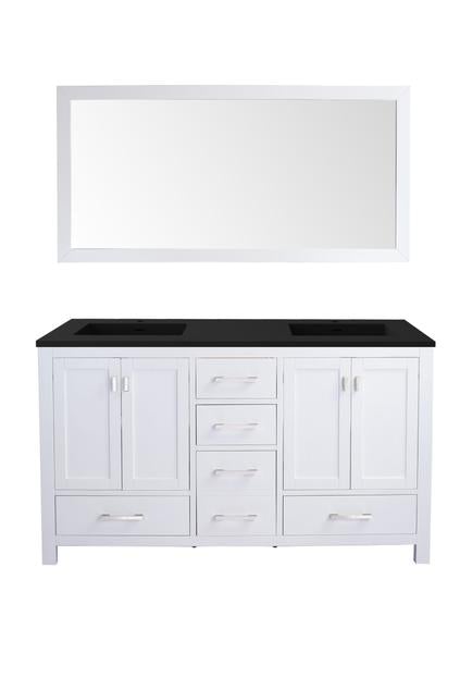 Laviva Wilson 60" White Double Sink Bathroom Vanity with Matte Black VIVA Stone Solid Surface Countertop - MyBBQDirect