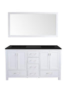 Laviva Wilson 60" White Double Sink Bathroom Vanity with Matte Black VIVA Stone Solid Surface Countertop