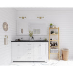 Laviva Wilson 60" White Double Sink Bathroom Vanity with Matte Black VIVA Stone Solid Surface Countertop - MyBBQDirect