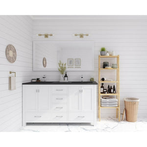 Laviva Wilson 60" White Double Sink Bathroom Vanity with Matte Black VIVA Stone Solid Surface Countertop - MyBBQDirect