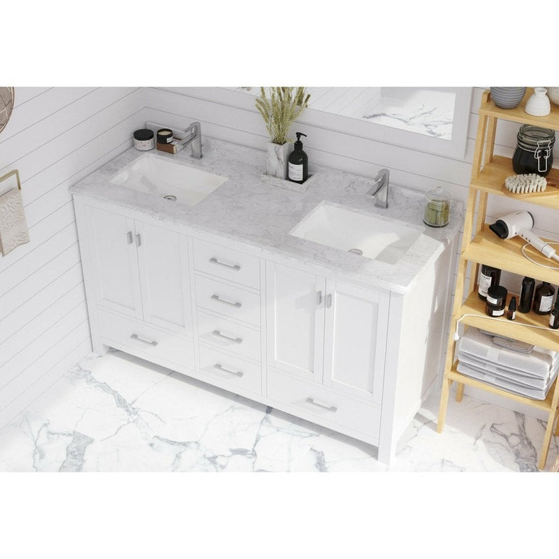 Laviva Wilson 60" White Double Sink Bathroom Vanity with White Carrara Marble Countertop