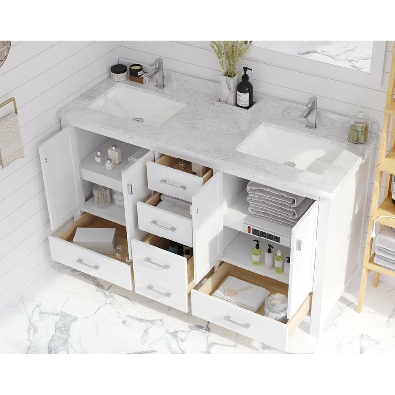 Laviva Wilson 60" White Double Sink Bathroom Vanity with White Carrara Marble Countertop