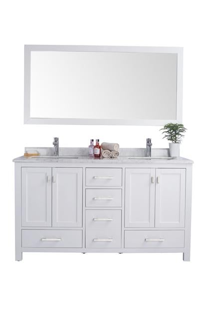 Laviva Wilson 60" White Double Sink Bathroom Vanity with White Carrara Marble Countertop