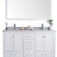 Laviva Wilson 60" White Double Sink Bathroom Vanity with White Stripes Marble Countertop