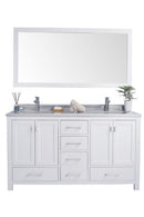 Laviva Wilson 60" White Double Sink Bathroom Vanity with White Stripes Marble Countertop