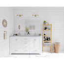 Laviva Wilson 60" White Double Sink Bathroom Vanity with White Stripes Marble Countertop