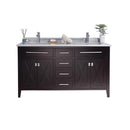 Laviva Wimbledon 60" Brown Double Sink Bathroom Vanity with White Stripes Marble Countertop