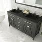 Laviva Wimbledon 60" Espresso Double Sink Bathroom Vanity with Matte Black VIVA Stone Solid Surface Countertop