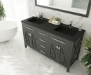 Laviva Wimbledon 60" Espresso Double Sink Bathroom Vanity with Matte Black VIVA Stone Solid Surface Countertop