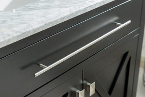 Laviva Wimbledon 60" Espresso Double Sink Bathroom Vanity with Matte Black VIVA Stone Solid Surface Countertop