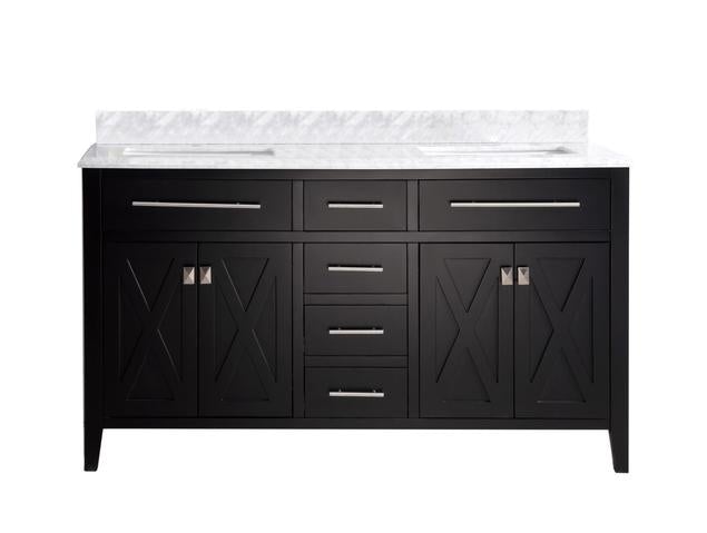 Laviva Wimbledon 60" Espresso Double Sink Bathroom Vanity with White Carrara Marble Countertop - MyBBQDirect