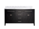 Laviva Wimbledon 60" Espresso Double Sink Bathroom Vanity with White Carrara Marble Countertop