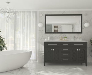 Laviva Wimbledon 60" Espresso Double Sink Bathroom Vanity with White Carrara Marble Countertop - MyBBQDirect