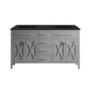 Laviva Wimbledon 60" Grey Double Sink Bathroom Vanity with Matte Black VIVA Stone Solid Surface Countertop