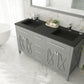 Laviva Wimbledon 60" Grey Double Sink Bathroom Vanity with Matte Black VIVA Stone Solid Surface Countertop