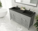 Laviva Wimbledon 60" Grey Double Sink Bathroom Vanity with Matte Black VIVA Stone Solid Surface Countertop