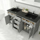 Laviva Wimbledon 60" Grey Double Sink Bathroom Vanity with Matte Black VIVA Stone Solid Surface Countertop