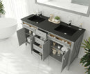 Laviva Wimbledon 60" Grey Double Sink Bathroom Vanity with Matte Black VIVA Stone Solid Surface Countertop