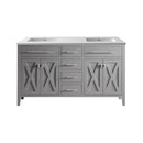 Laviva Wimbledon 60" Grey Double Sink Bathroom Vanity with Matte White VIVA Stone Solid Surface Countertop