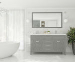 Laviva Wimbledon 60" Grey Double Sink Bathroom Vanity with Matte White VIVA Stone Solid Surface Countertop - MyBBQDirect