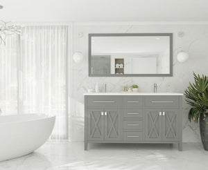 Laviva Wimbledon 60" Grey Double Sink Bathroom Vanity with Matte White VIVA Stone Solid Surface Countertop - MyBBQDirect