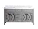 Laviva Wimbledon 60" Grey Double Sink Bathroom Vanity with White Carrara Marble Countertop