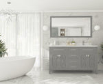 Laviva Wimbledon 60" Grey Double Sink Bathroom Vanity with White Carrara Marble Countertop - MyBBQDirect