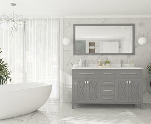 Laviva Wimbledon 60" Grey Double Sink Bathroom Vanity with White Carrara Marble Countertop - MyBBQDirect