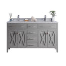Laviva Wimbledon 60" Grey Double Sink Bathroom Vanity with White Stripes Marble Countertop