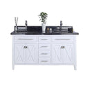 Laviva Wimbledon 60" White Double Sink Bathroom Vanity with Black Wood Marble Countertop