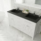 Laviva Wimbledon 60" White Double Sink Bathroom Vanity with Matte Black VIVA Stone Solid Surface Countertop