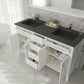Laviva Wimbledon 60" White Double Sink Bathroom Vanity with Matte Black VIVA Stone Solid Surface Countertop