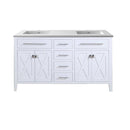 Laviva Wimbledon 60" White Double Sink Bathroom Vanity with Matte White VIVA Stone Solid Surface Countertop