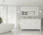Laviva Wimbledon 60" White Double Sink Bathroom Vanity with White Carrara Marble Countertop - MyBBQDirect