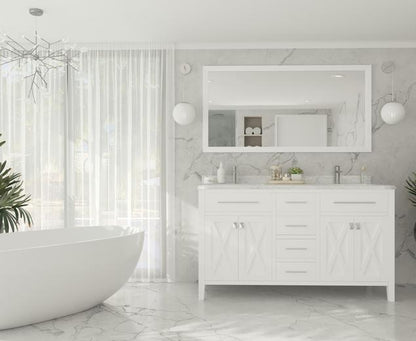 Laviva Wimbledon 60" White Double Sink Bathroom Vanity with White Carrara Marble Countertop - MyBBQDirect
