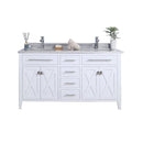 Laviva Wimbledon 60" White Double Sink Bathroom Vanity with White Stripes Marble Countertop