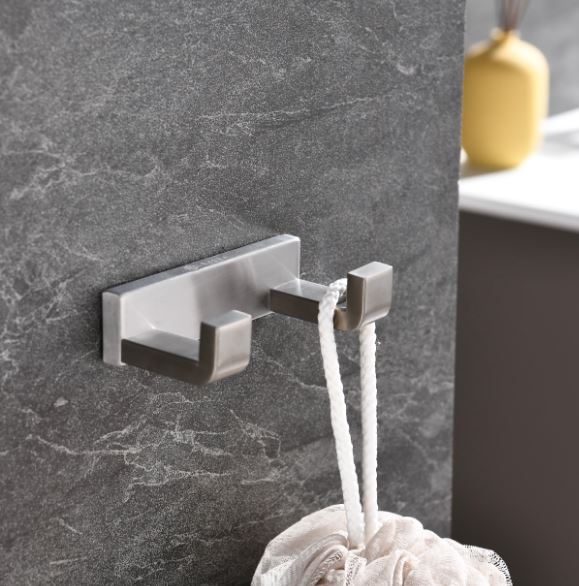 Lexora Bagno Bianca Stainless Steel Double Robe Hook - Brushed Nickel LRH18152BN - MyBBQDirect