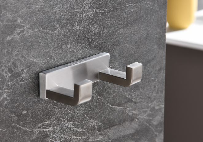 Lexora Bagno Bianca Stainless Steel Double Robe Hook - Brushed Nickel LRH18152BN - MyBBQDirect