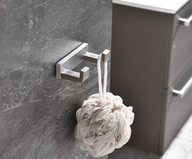 Lexora Bagno Bianca Stainless Steel Double Robe Hook - Brushed Nickel LRH18152BN - MyBBQDirect
