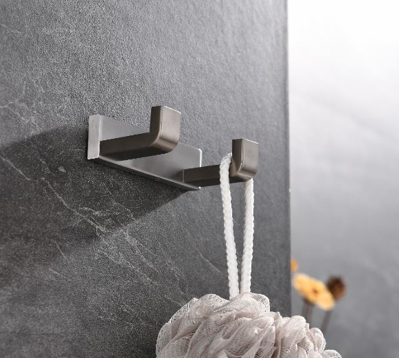 Lexora Bagno Bianca Stainless Steel Double Robe Hook - Brushed Nickel LRH18152BN - MyBBQDirect