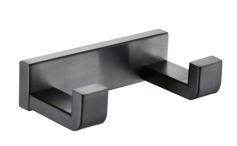 Lexora Bagno Bianca Stainless Steel Double Robe Hook - Gun Metal LRH18152GM