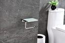 Lexora Bagno Bianca Stainless Steel White Glass Shelf w/ Toilet Paper Holder - Brushed Nickel LSP18152BN-WG
