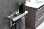 Lexora Bagno Bianca Stainless Steel White Glass Shelf w/ Towel Bar - Brushed Nickel LST18152BN-WG - MyBBQDirect